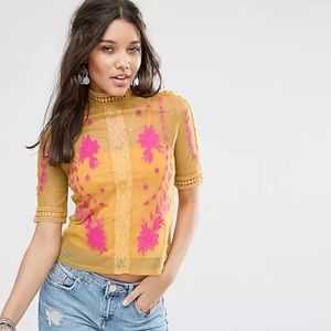 River island embroidered sheer top